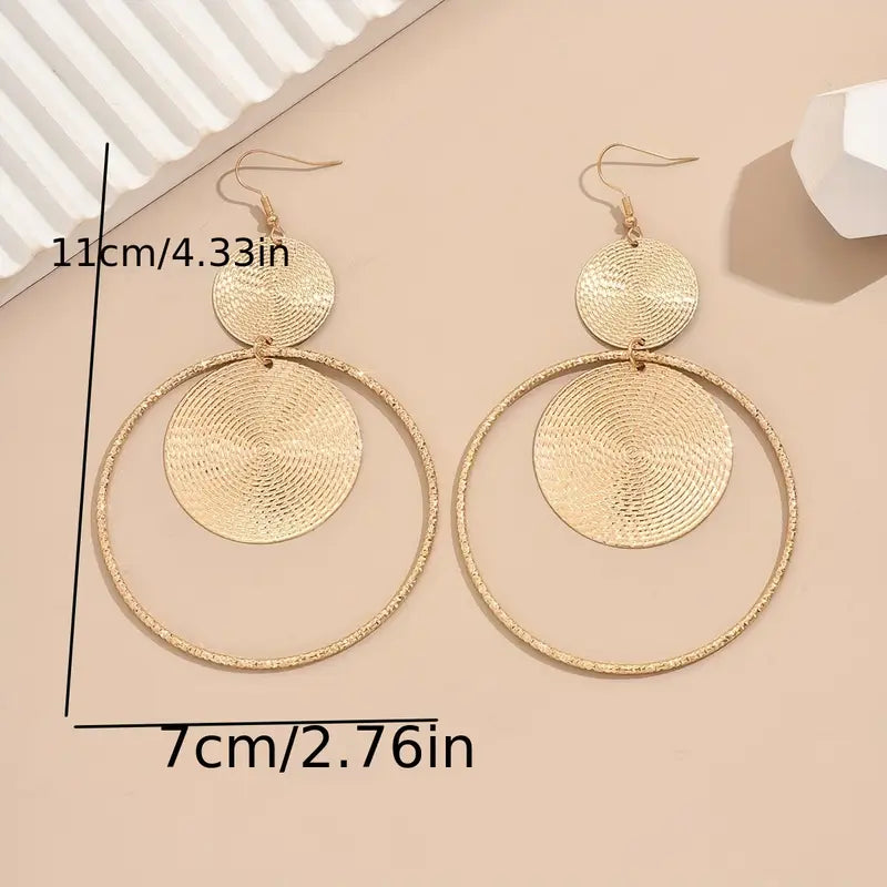 Large Round Iron Dangle Earrings