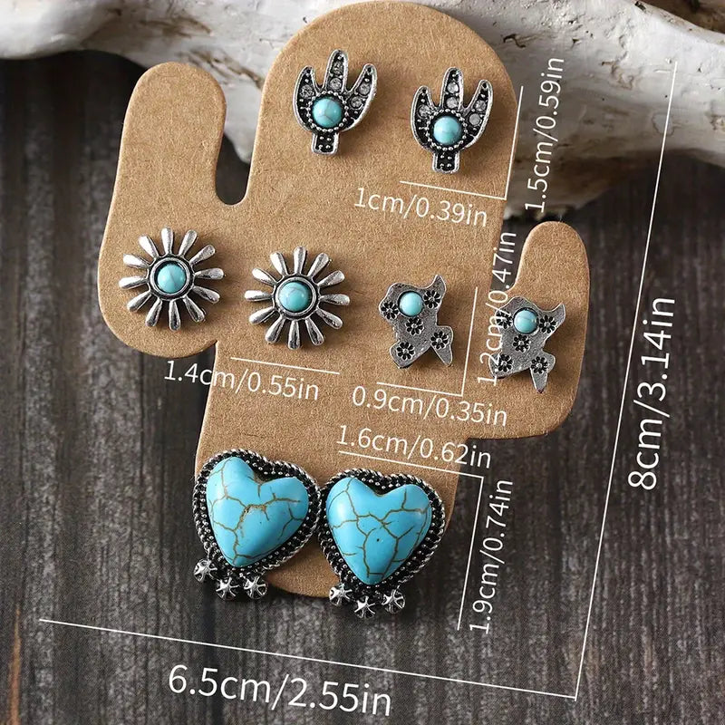 Cactus Daisy Earrings Set