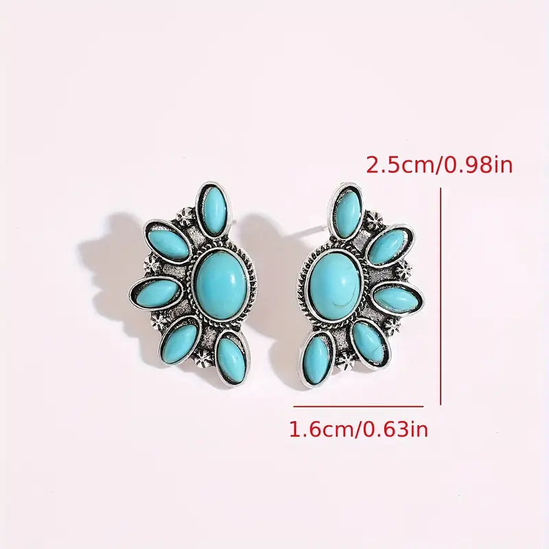 Half-Moon Turquoise Stud Earrings