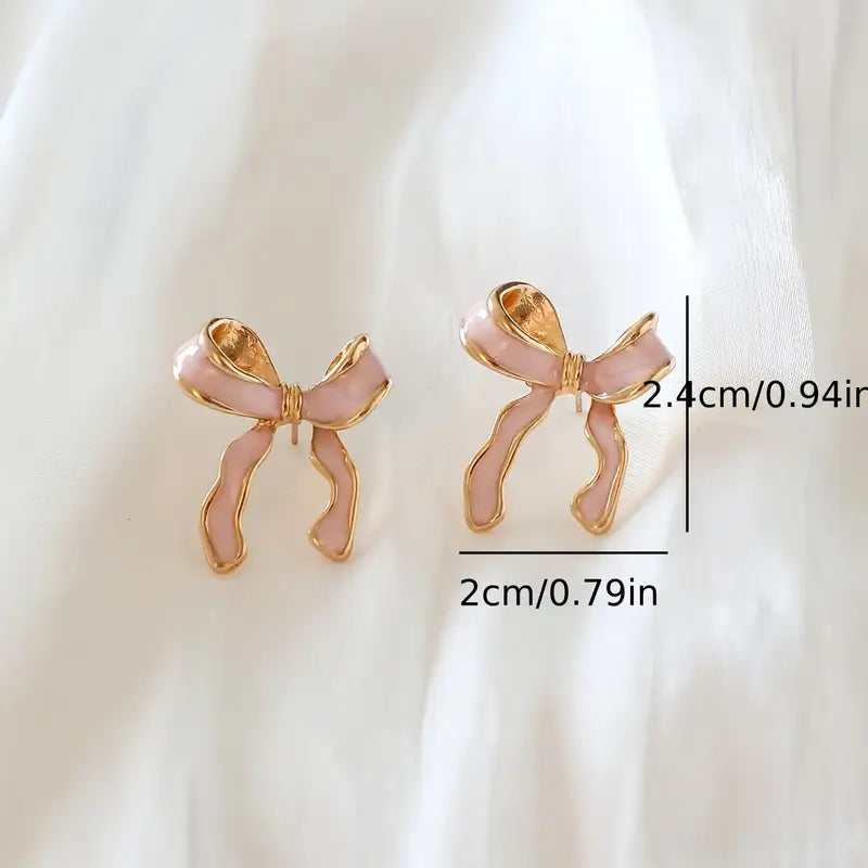 Pink Bow Stud Earrings
