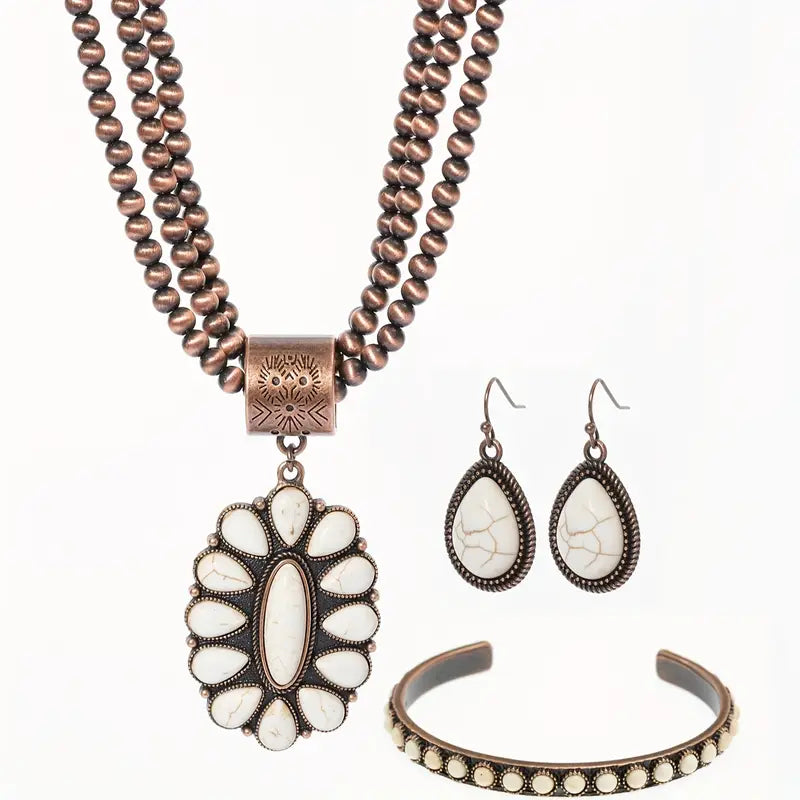 Copper & Turquoise Necklace Set