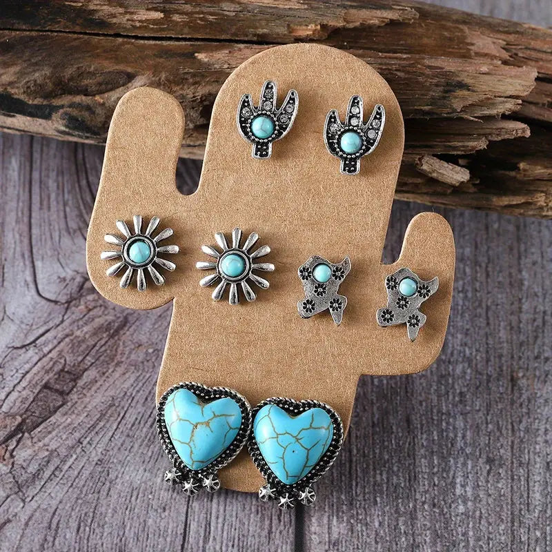 Cactus Daisy Earrings Set