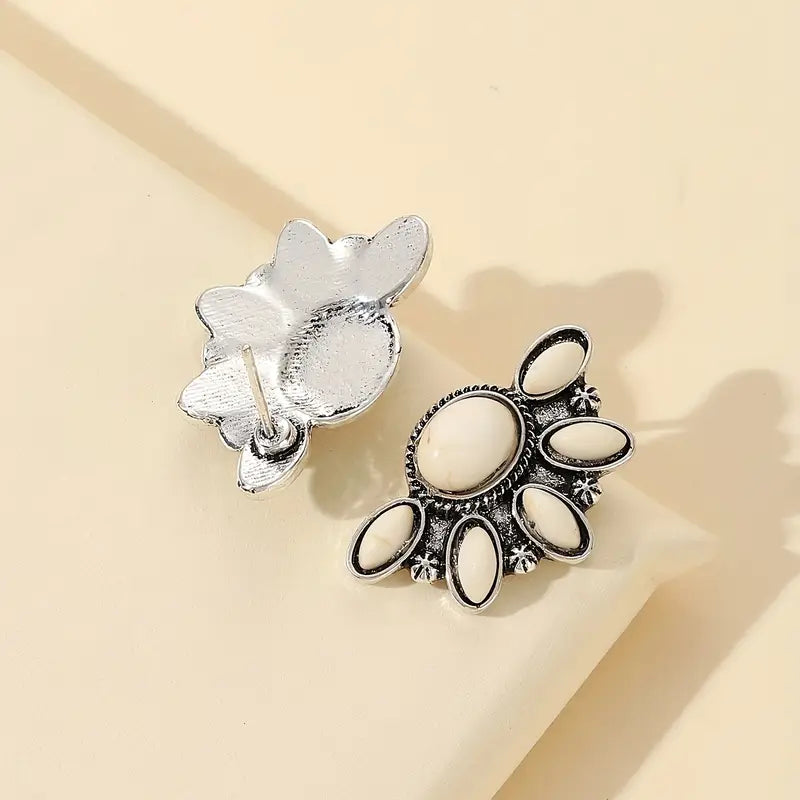Half-Moon Turquoise Stud Earrings