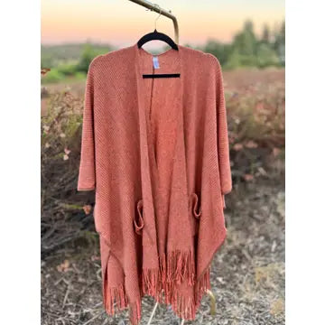 Harlow Cardi | Kimono Cardigan with Pockets & Fringed Hem