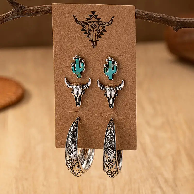Vintage Silvery & Turquoise Earrings