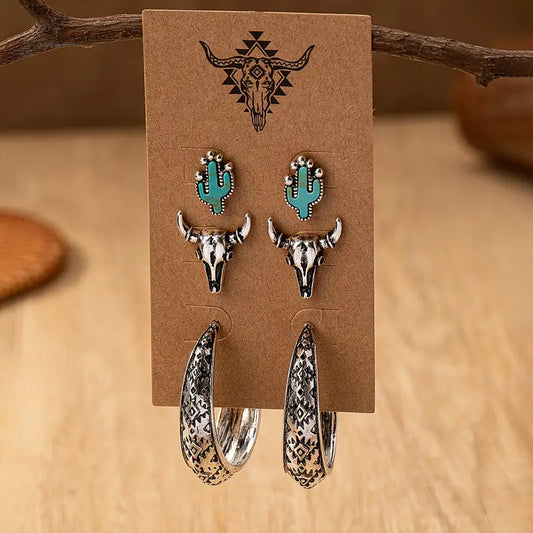 Vintage Silvery & Turquoise Earrings