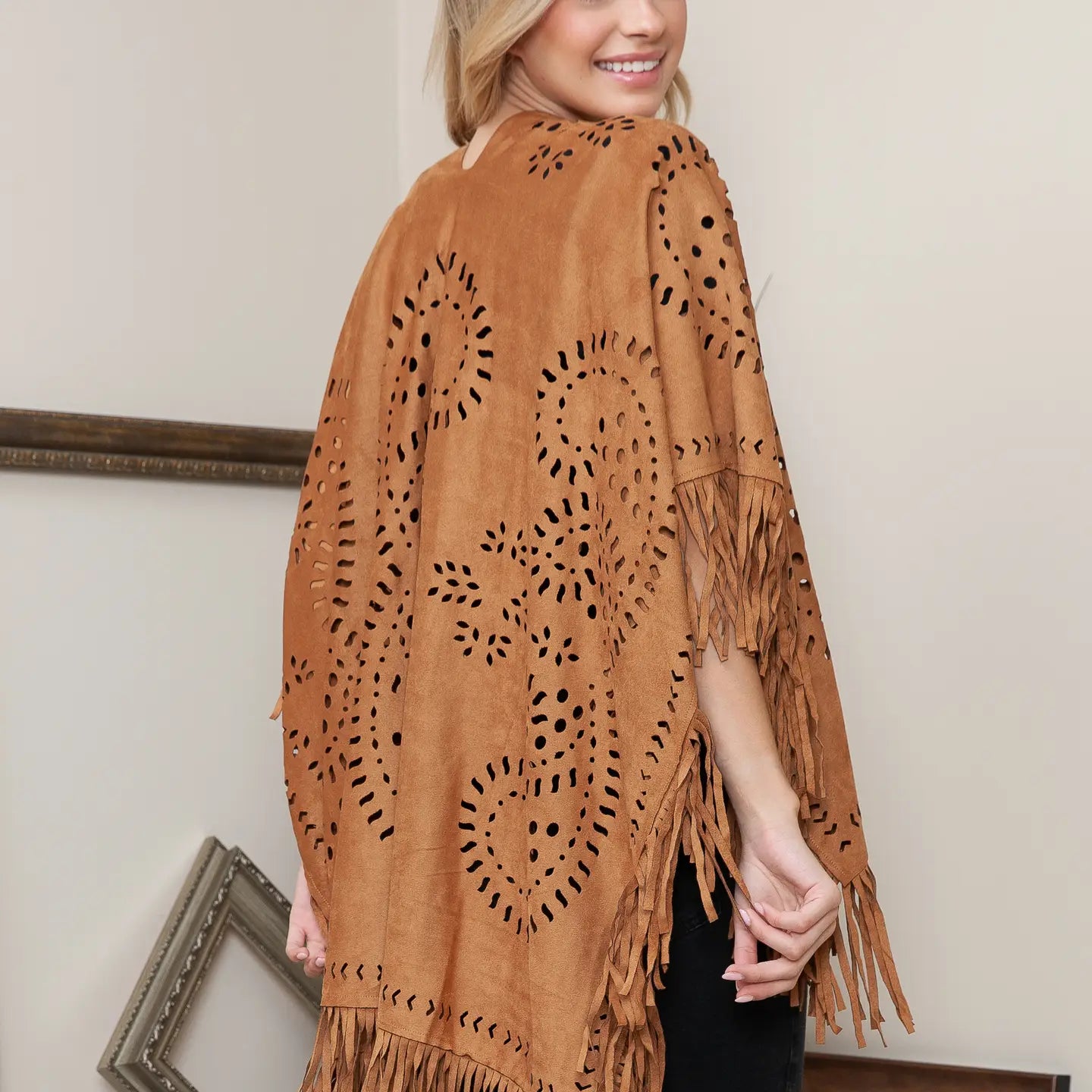 Dixie Mae - Western Suede Cowgirl Cover-Up with Tassel Trim