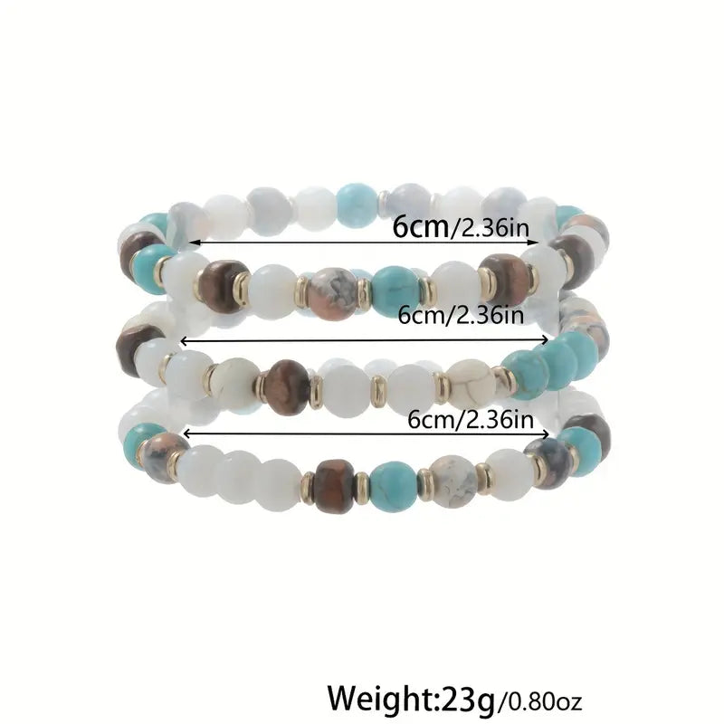 Beaded Faux Turquoise Bracelet Set