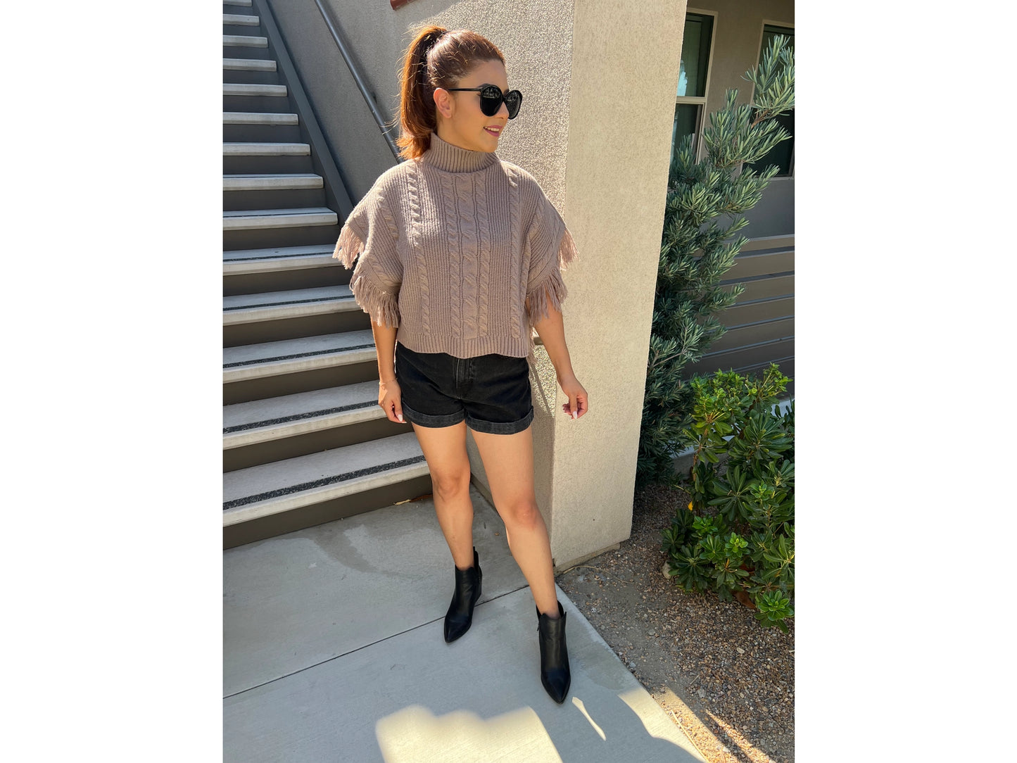 Cider || Crop Top Poncho with Tassel Trim