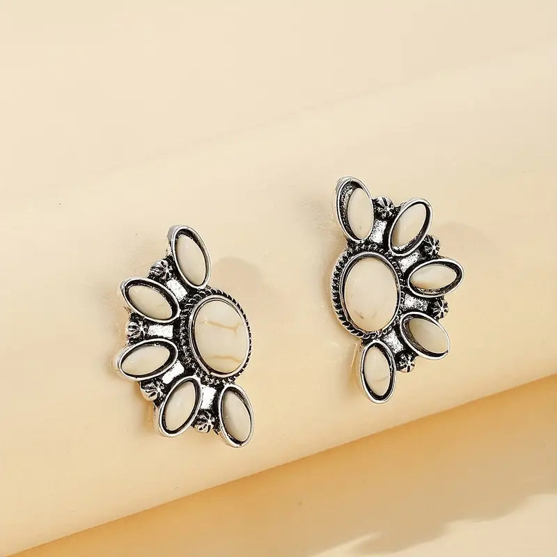 Half-Moon Turquoise Stud Earrings