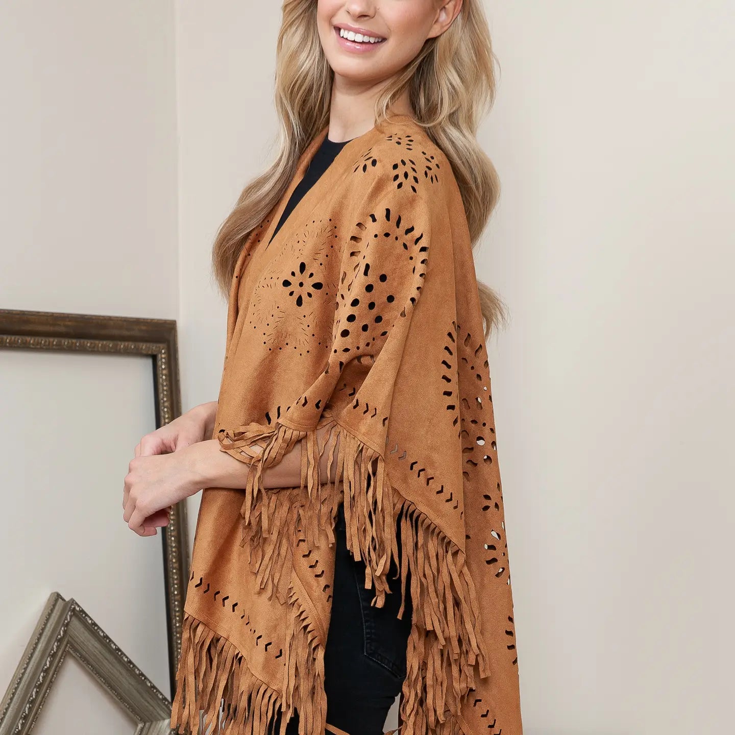 Dixie Mae - Western Suede Cowgirl Cover-Up with Tassel Trim