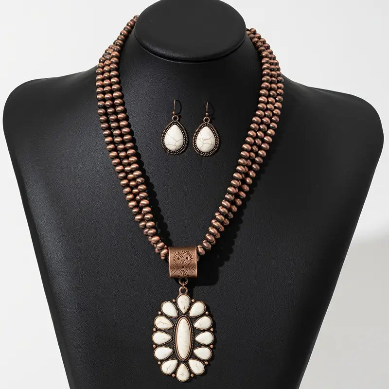Copper & Turquoise Necklace Set