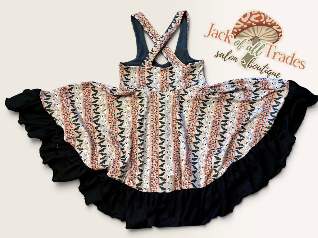8y Indy ruffle pinafore $60