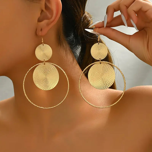 Large Round Iron Dangle Earrings