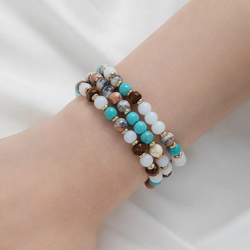 Beaded Faux Turquoise Bracelet Set