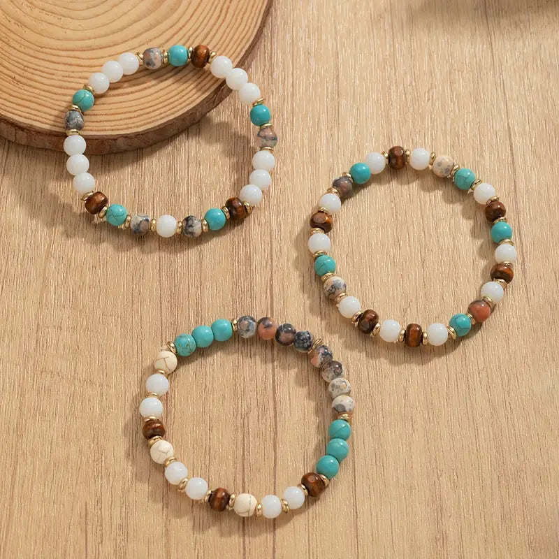 Beaded Faux Turquoise Bracelet Set