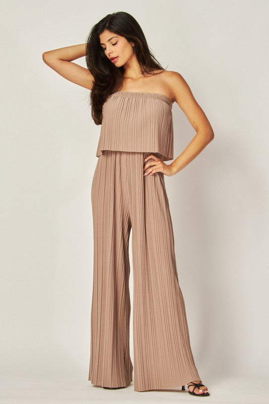 Pleated wrinkle romper
