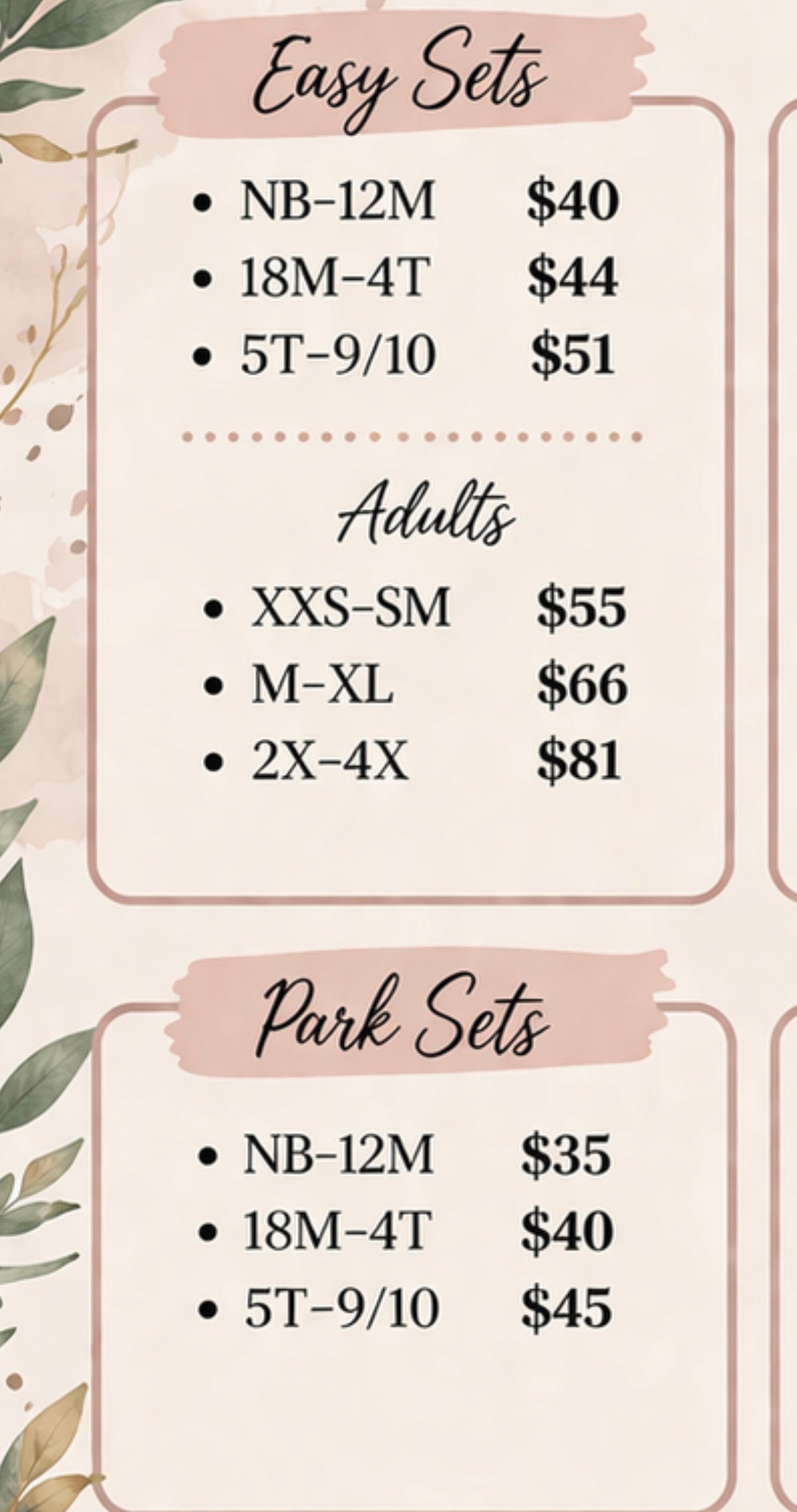 Easy sets & park set