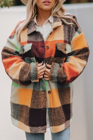 Plaid Print Flap Pocket Shacket