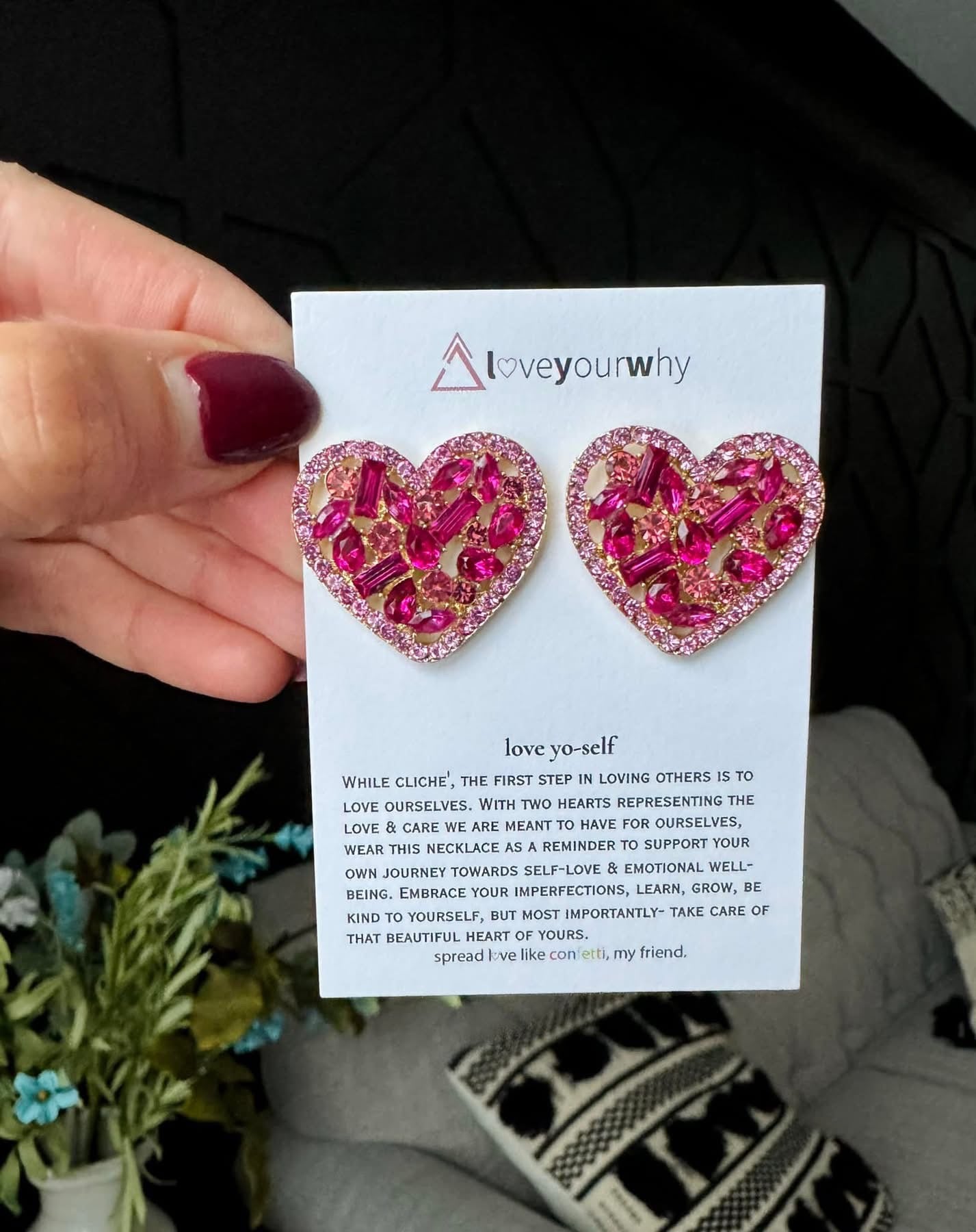 Love yourself heart earrings