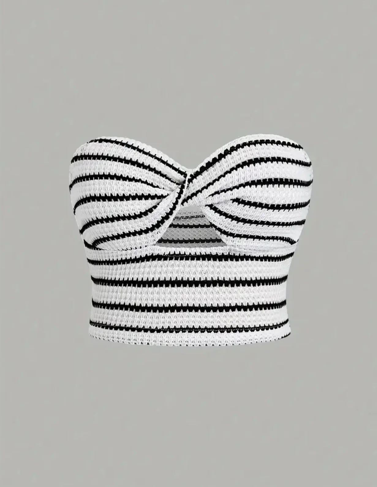 Black and White Striped strapless top