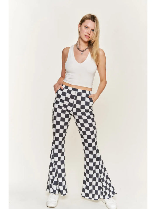Checkered Flare Pants