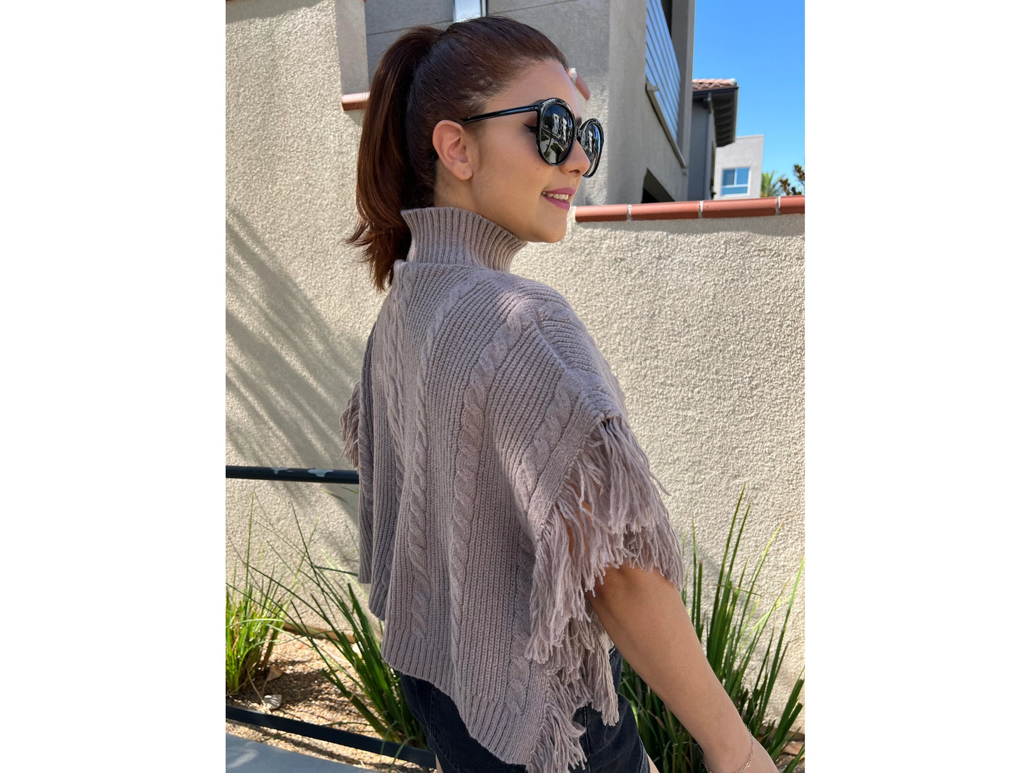Cider || Crop Top Poncho with Tassel Trim