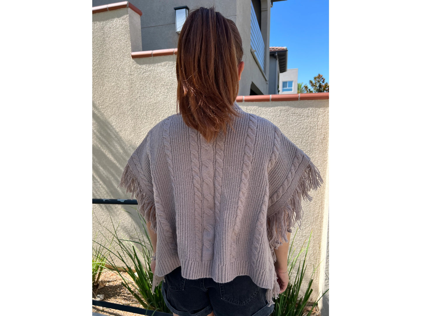 Cider || Crop Top Poncho with Tassel Trim
