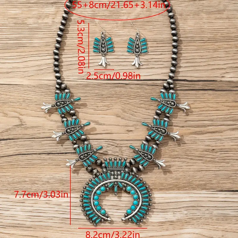 Turquoise Horse Eye Bracelet & Necklace Set